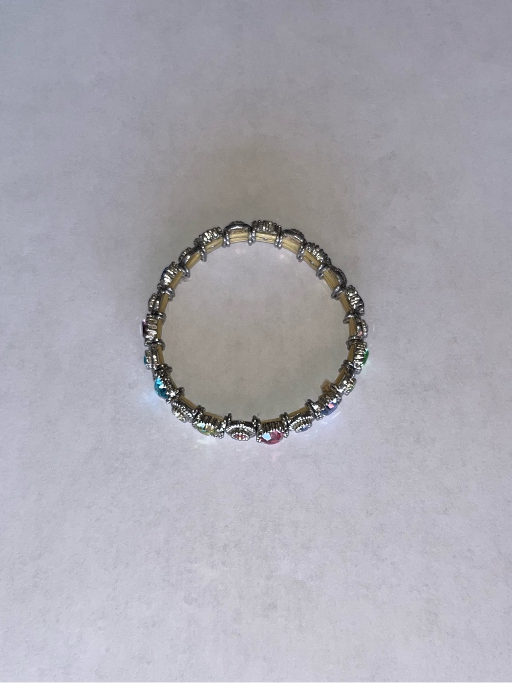 Silver Multi-Color Crystal Stretch Bracelet